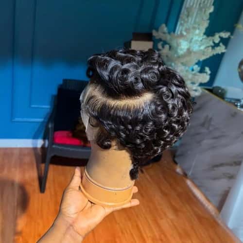 Pixie Cut Lace Front Human Hair Wigs 13x4 Lace 6inch Front Wigs Chic Elegent Short Curly Wigs Pixie Cut Curly Wig For Women