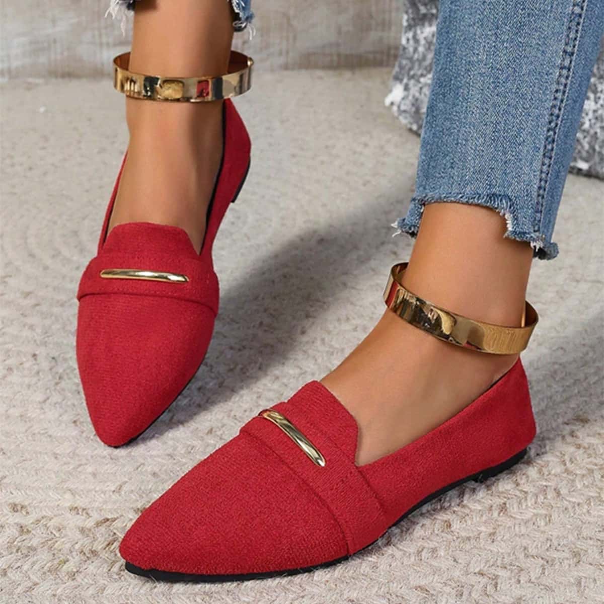 Free delivery of high-quality 2026 new summer women's shoes, hot selling pointed flat metal foot shoes for women