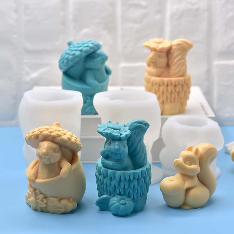 Sunflower squirrel candle silicone mold diy dripping plaster ornaments decorated squirrel pine cone silicone mold