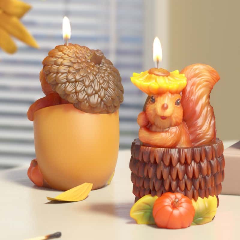 Sunflower squirrel candle silicone mold diy dripping plaster ornaments decorated squirrel pine cone silicone mold