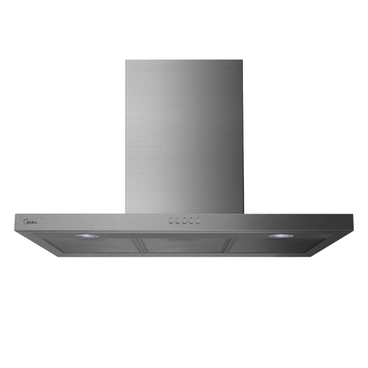 Midea 90cm Cooker Hood| Stainless Steel, Push Button, 3 Speeds, 2 LED Lights, Single Fan Motor with Suction from Centre [90M21]