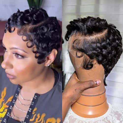 Pixie Cut Lace Front Human Hair Wigs 13x4 Lace 6inch Front Wigs Chic Elegent Short Curly Wigs Pixie Cut Curly Wig For Women