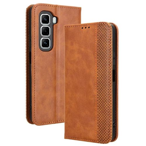 Infinix Hot 50 Pro 4G Flip Leather Case With Magnetic Adsorption - Brown