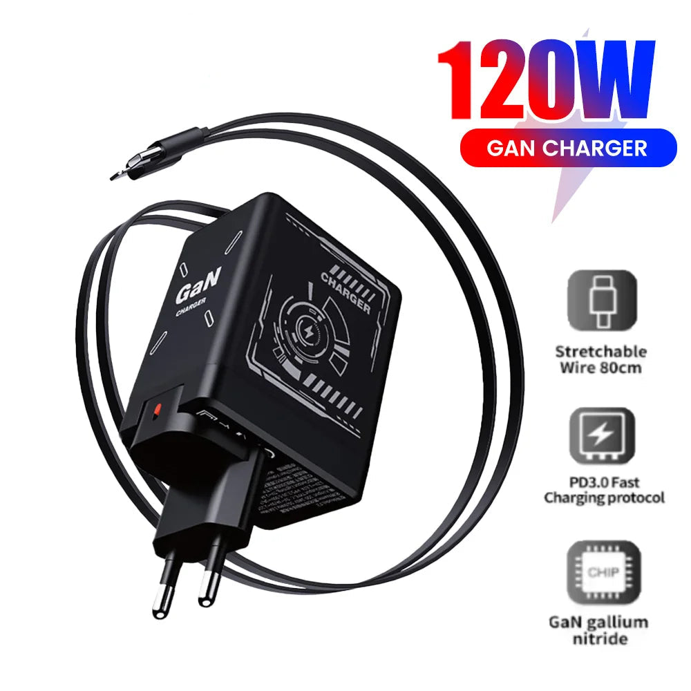 120W Fast Charging Retractable Charger