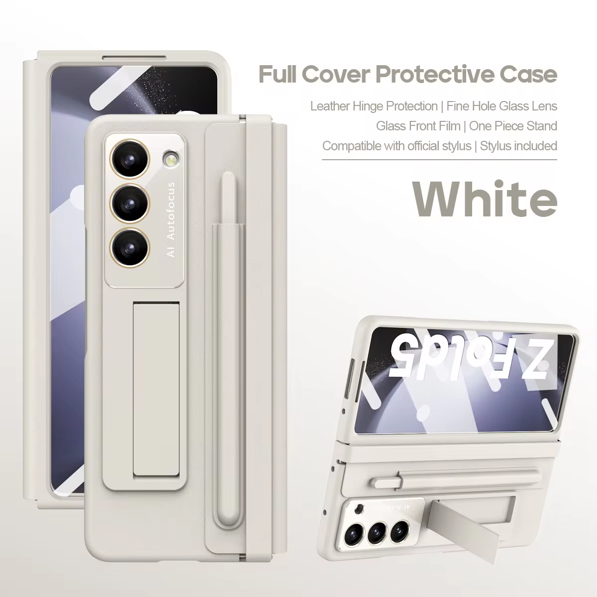 Luxury Leather Cover Case For Samsung Galaxy Z Fold 7 6 5 4 5G Fold6 Fold5 Fold4 with Glass Screen Protector Touch Pen