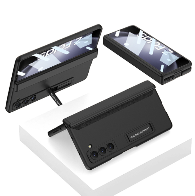 Magnetic Hinge Protection Hard PC Shockproof Phone Cover for Samsung Galaxy Z Fold 5 Case with Screen Protector Bracket