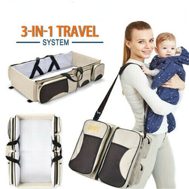 Multifunction Foldable Baby Infant Crib Portable Cot Bed Maternity Bag Nappy Diaper Bag For Travel Mother Bag Baby Sleeping Bed