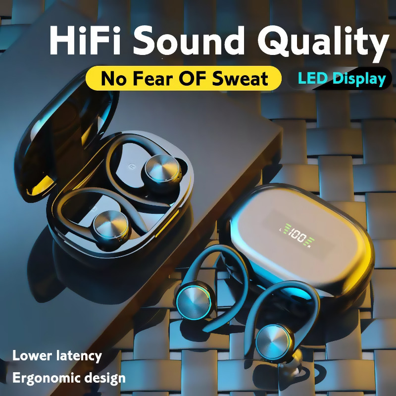 R200 TWS Bluetooth Headphones True Wireless Stereo Earphones Sports Wireless Earbuds Ear Hook Waterproof Headset with Microphone