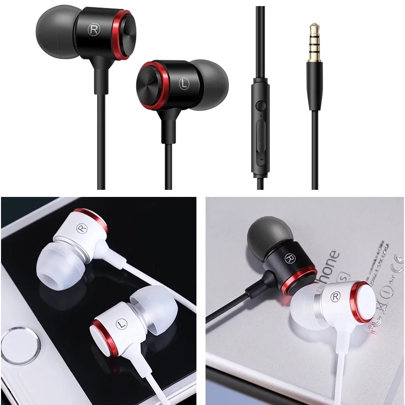 Stereo Bass Headphone In-Ear 3.5mm Wired Earphones Metal HIFI Earpiece Headset with MIC for Xiaomi Samsung Huawei Phone