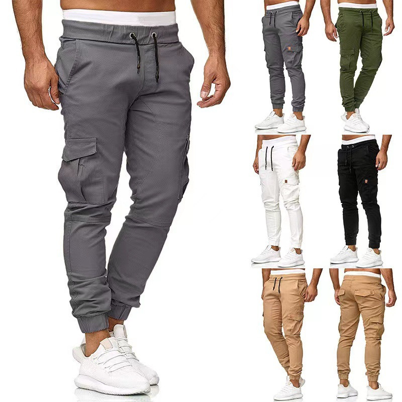 Fashion Men Pants Hip Hop Harem Joggers Pants New Male Trousers Mens Joggers Solid Multi-pocket Pencil Pants Sweatpants