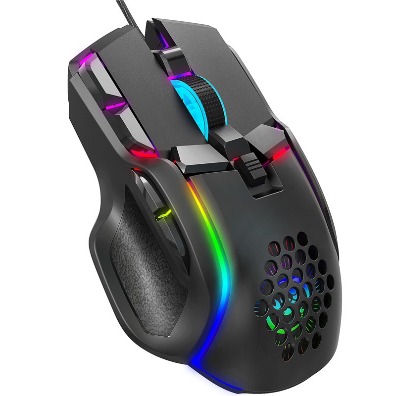 Professional HXSJ Programmable Gaming Mouse 13 RGB Lighting Mode Gaming Mice Ergonomic USB Plug And Play Wire Mouse