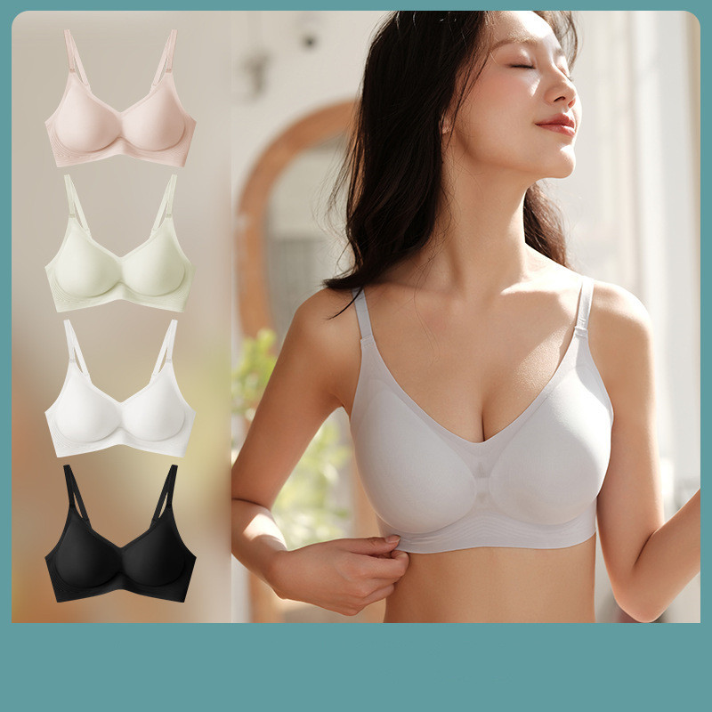 Summer Jelly Ice Silk Seamless Bra Wire Free Brassieres Soft Padded Intimate Women's Underwear Sexy Gathering Bras Lingerie