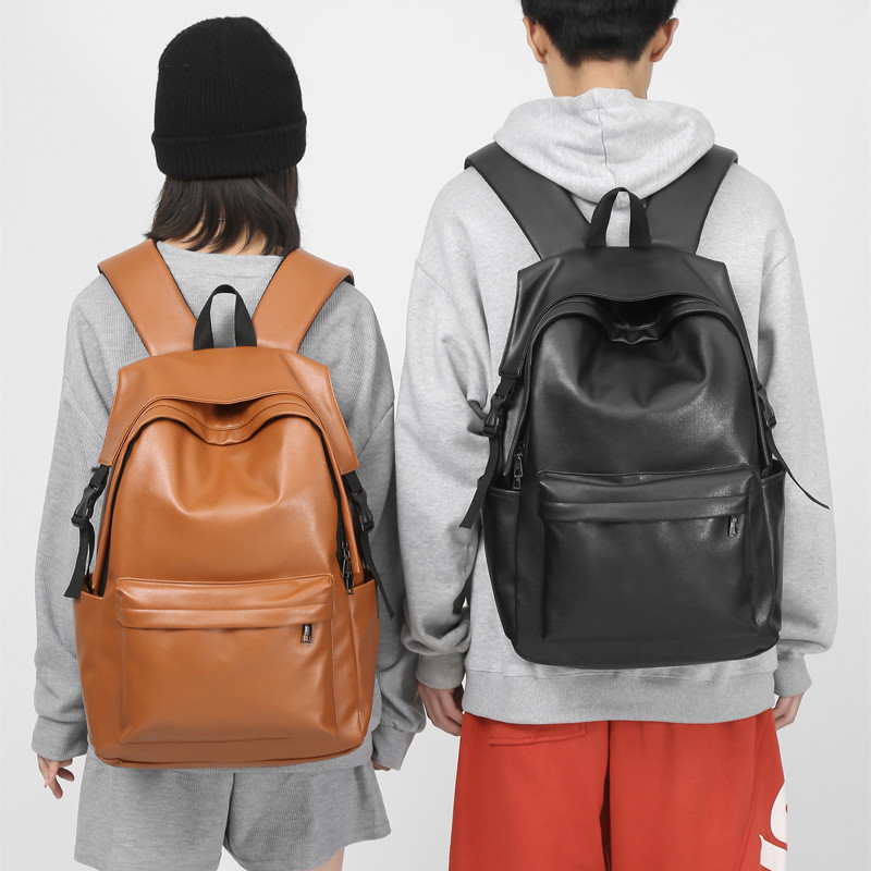 PU Leather Men Backpack Business Casual Backpacks 15.6 inch Laptop Bag Fashion Waterproof Travel School Bag Male Rucksack