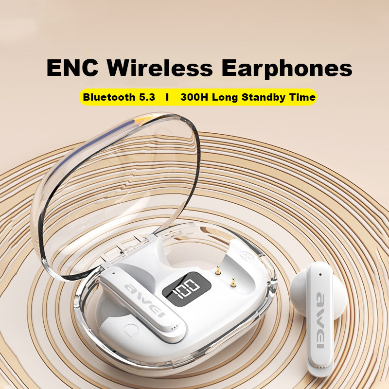 ENC Noise Canceling Earbuds Wireless Bluetooth Earphone HiFi Stereo Headphones with Digital Display Charging Case Headset
