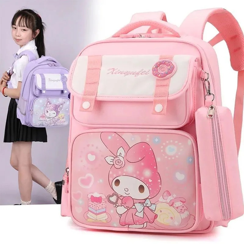 Sanrio Kuromi Melody Cinnamoroll Children Backpack Cute Schoolbag Student Cartoon Book Bag Large Capacity Shoulder Bag Gift