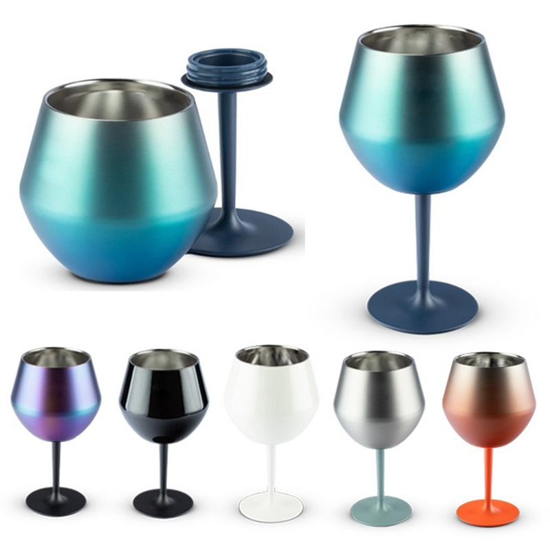 2 in 1 Cocktail Glass Detachable U-shaped Red Wine Glass Double-layer Goblet Cup 304 Stainless Steel Coffee Cup 420ml/14oz