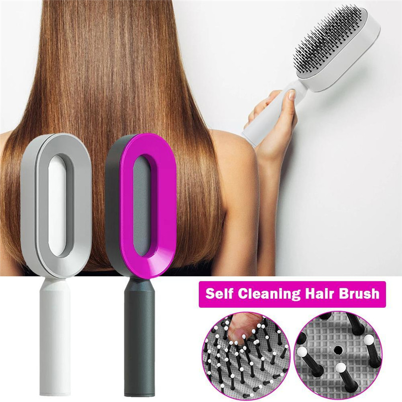 One-Key Quick Self Cleaning Hair Brush Women Massage Comb Air Cushion Brush Detangling Scalp Massage Combs Styling Tools