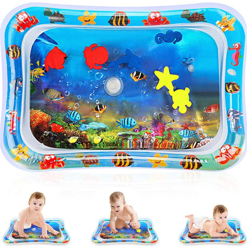 Summer Inflatable Water Mat Tummy Time Playmat for Babies Fun Activity Play Pad Ocean World Cushion Ice Mat Early Education Mat