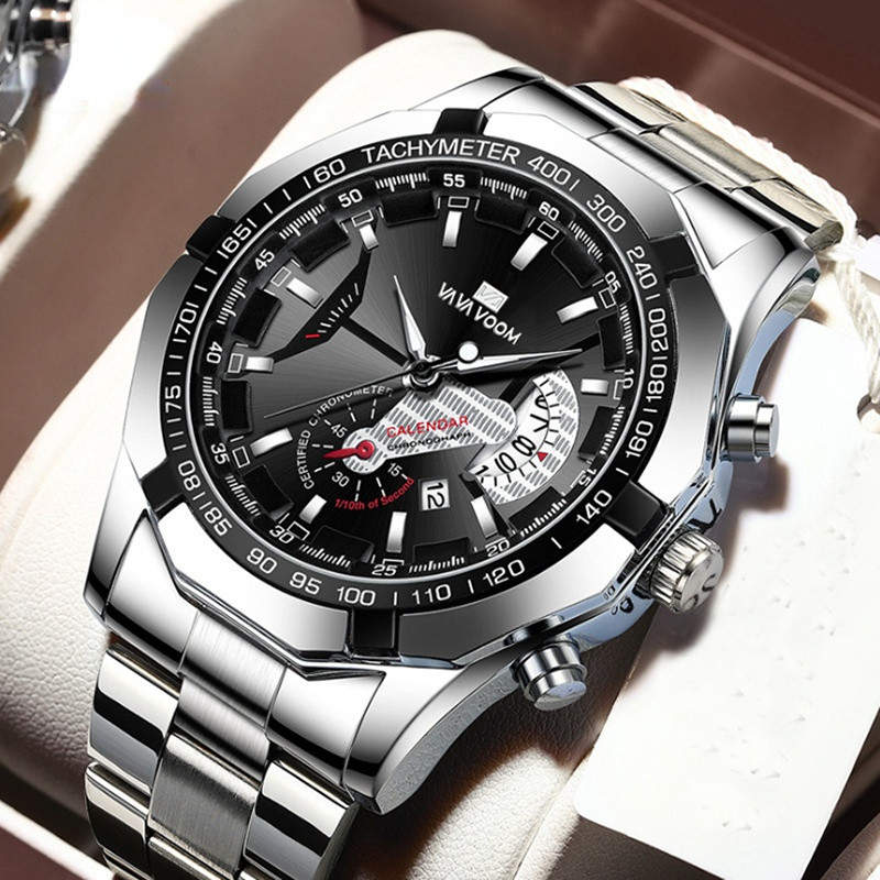 Luxury Men Watch Classic Fashion Stainless Steel Waterproof Wristwatch Business Luminous Quartz Watches Men's Clock