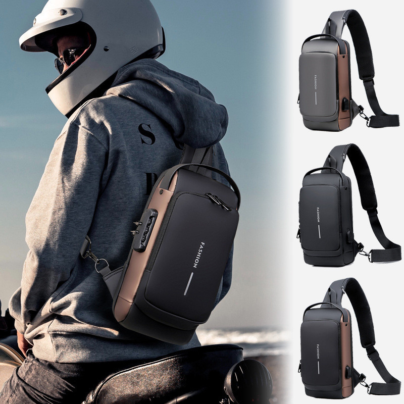 Luxury Men Waterproof Anti-theft Password Shoulder Crossbody Bag Travel Sling Bag Pack Messenger Pack Bags Chest Bag for Male