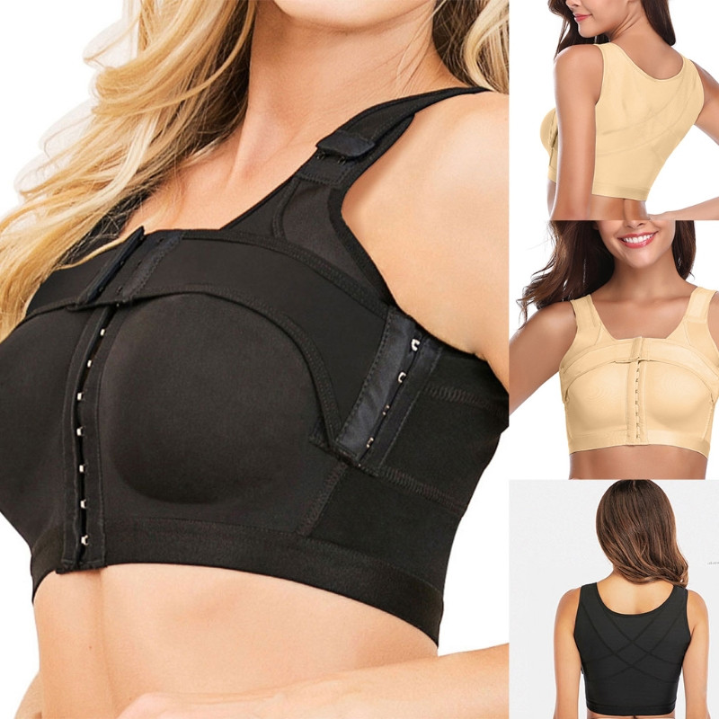 Women Front Closure Gather Bras Post-Surgery Shaper Underwear Bras Compression Posture Corrector Bralette with Breast Support