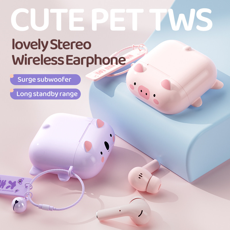 Hot Cartoon Cute Stereo In-ear Wireless Bluetooth Headphones Game Noise Cancelling Earphone Sport Athletics Headset Girl Gift