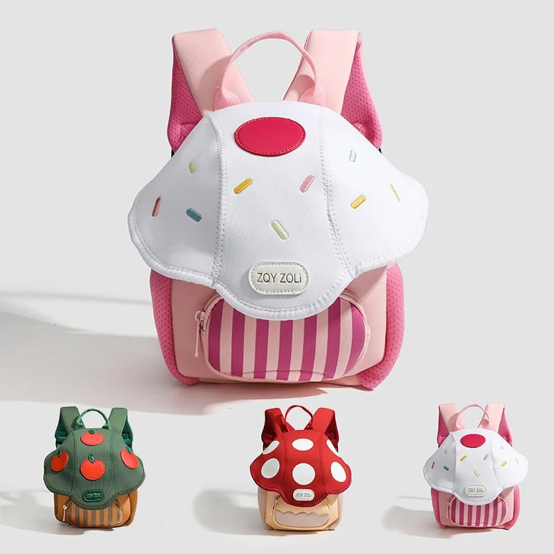 Fashion PU Cute Mushroom Backpack Cartoon Kindergarten School Bag Children's Bag Mini Kid Backpack Travel Bags for Boy Girl Gift