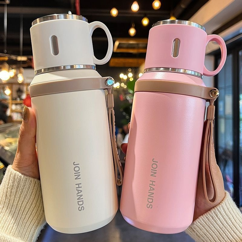 600ML/20oz Stainless Steel Insulated Cup Leakproof Sports Thermal Water Bottle Mug Tour Hiking Portable Vacuum Drink Bottle