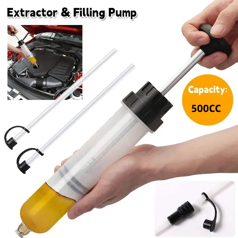 500CC Car Oil Extractor Pump Liquid Fluid Extraction Filling Syringe Transfer Hand Oil Change Evacuator Pump Automotive Tools