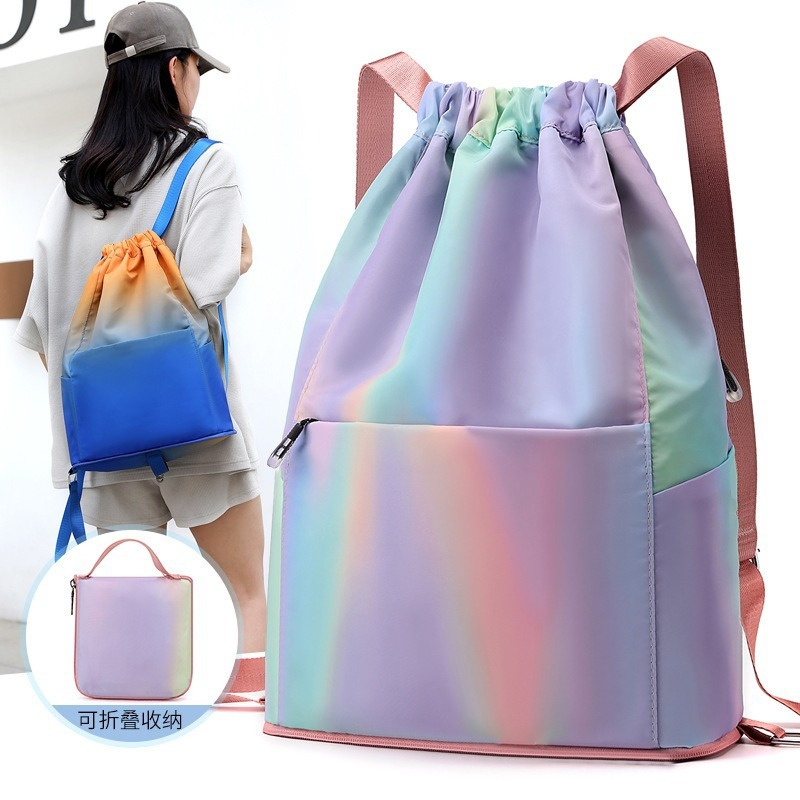Unisex Basketball Travel Sports Bag Foldable Drawstring Backpack Large Capacity Lightweight Gym Bag Simple Design Shoulder Bag
