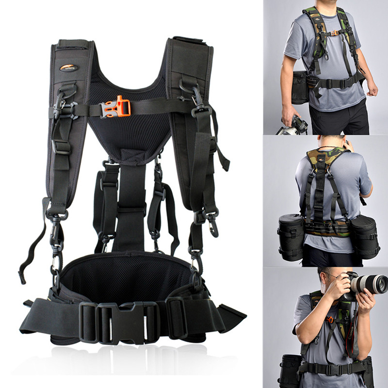 Photography Belt&Harness System Camera Double Shoulder Strap SLR Camera Fixed Fast Hanging Waist Band Quick Strap for Lens Pouch
