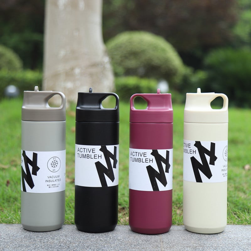 550ml Insulated Vacuum Cup Sport Travel Bottle Tumbler Stainless Steel Thermos Mug Kids Water Bottle with Straw Lid Stanley Cup