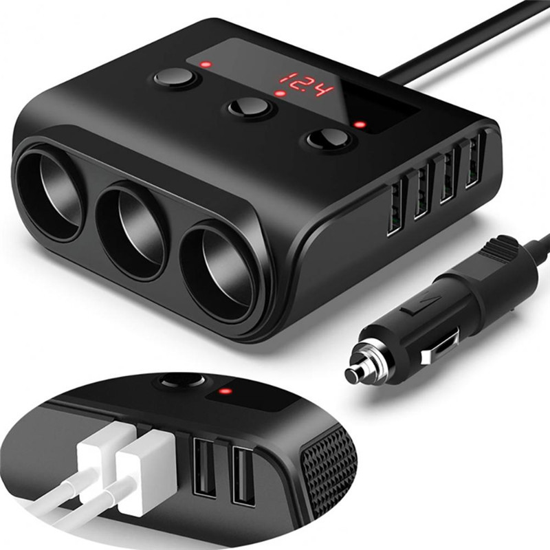 Universal Car Cigarette Lighter Socket Splitter Auto 4 Port USB Charger Power Adapter DC 12V-24V For Mobile Phone PC iPad
