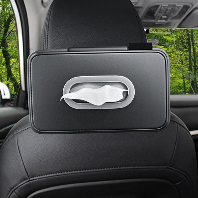 Car Tissue Holder Faux Leather Black Unisex Napkin Dispenser For Back Seat Tissue Case Car Decoration Toilet Paper Box Organizer