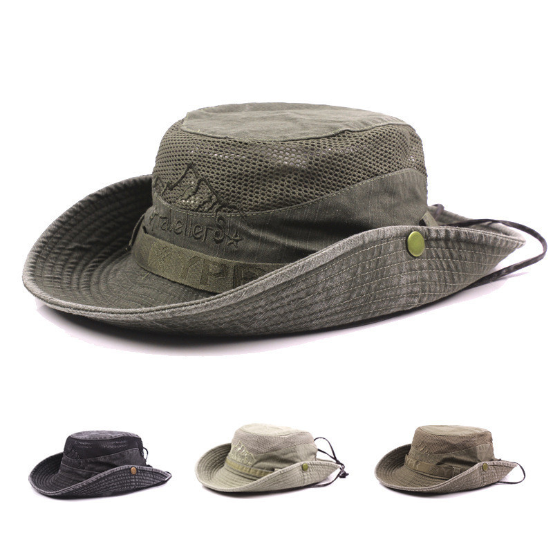 Summer Fisherman Hat Men Women Wide Brim Hat Breathable Mesh Fishing Cap Beach Sun Protector Caps Outdoors UV Protection Hats