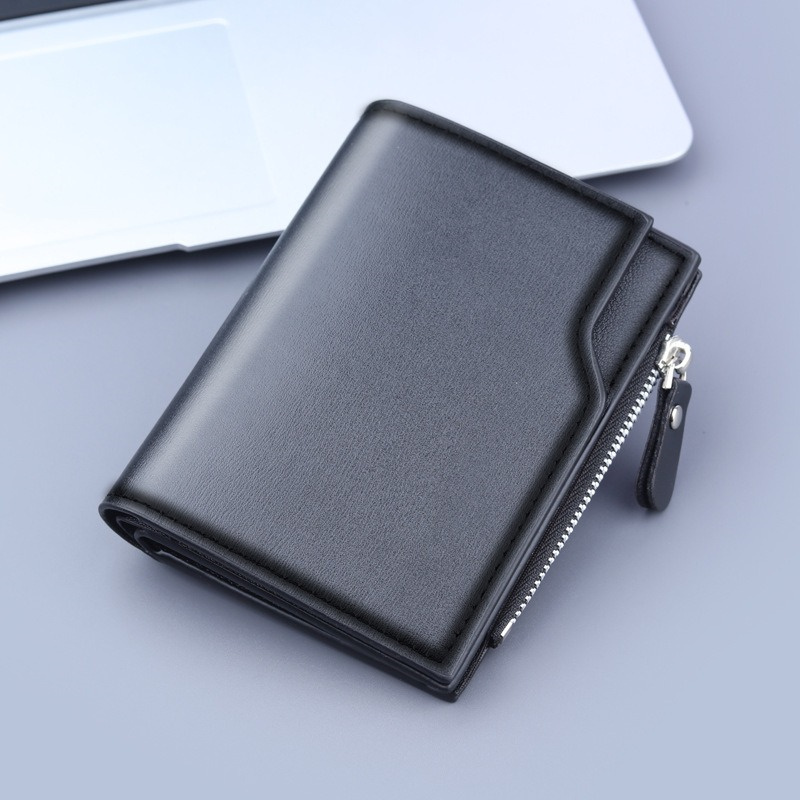 Fashion Man Wallet PU Leather Card Holder Purse Zipper Coin Pocket Men's Short Wallets Portable Billfold Bag Male Gifts