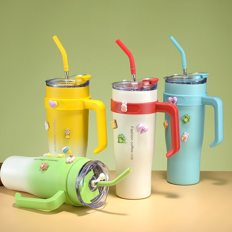 40oz Mug Tumbler With Handle Insulated Tumbler With Lids Straw Stainless Steel Coffee Tumbler Termos Cup for Travel Thermal Mug