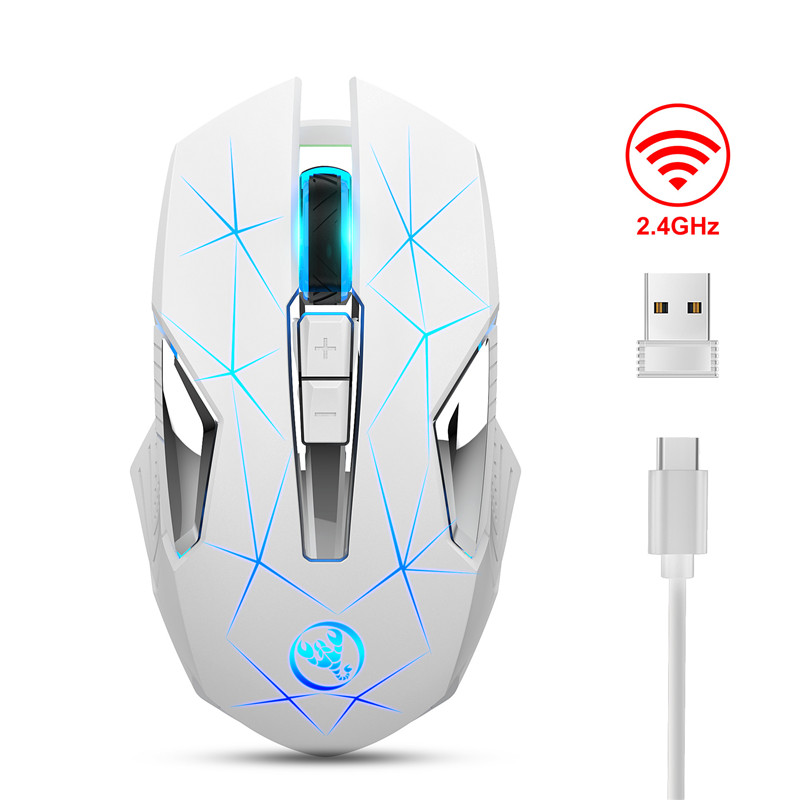 HXSJ 2.4G Wireless Mouse Ergonomic Mouse 2400 DPI Optical Mouse RGB BackLight Mute Gaming Mouse Mice For PC laptop Gamer