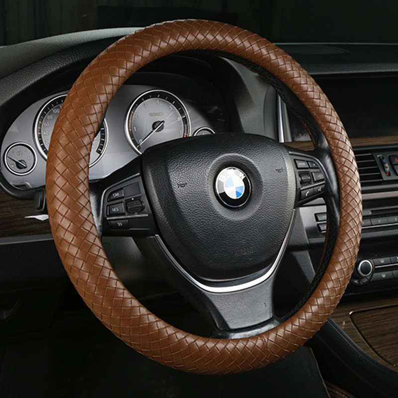 38cm Car Steering Wheel Cover Fiber Leather Non-Slip Car Steering Wheel Protector Universal Auto Car Interior Accessories
