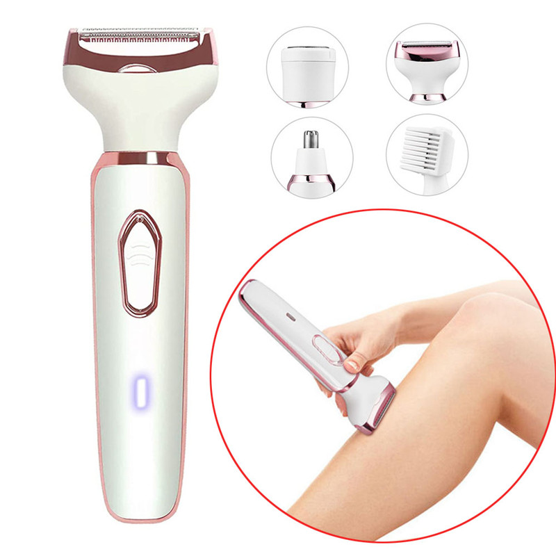 4 in 1 Electric Razor for Women Shaver Ladies Shaver Body Hair Trimmer for Armpit Bikini Arm Leg Face Mustache Portable Painless