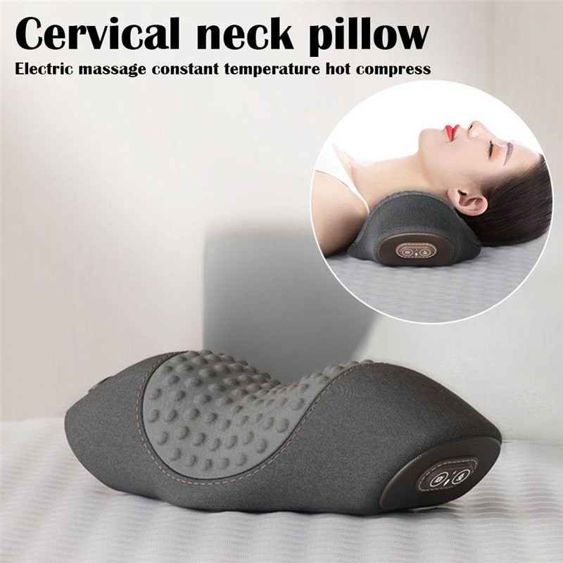 Electric Massager Cervical Pillow Hot Compress Vibration Massage Pillow Neck Relax Sleeping Memory Foam Pillows Spine Support