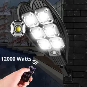 12000 Watts LED Solar Street Light Large range Waterproof Motion Sensor Outdoor Garden Security Wall Light Built-in 12000mah
