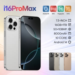 2025 Hot Cellphone Global Version I16 Pro Max Mobile Phone Original 5G Dual SIM Smartphone 8000mAh HD Screen Cell Phone 22GB+2TB