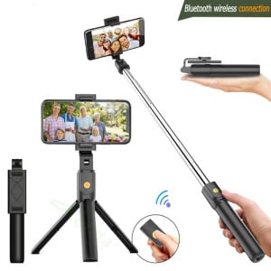 3 in 1 Wireless Bluetooth Selfie Stick for iphone/Android/Huawei Foldable Handheld Monopod Shutter Remote Extendable Mini Tripod