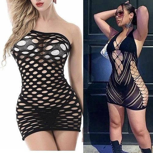 2 Pcs Womens Dress Ladies Backless Bandage Body Dress Vest Robe Ladies Summer Mesh Party Club Fitted Short Dress (Color : Black, Size : S-XXL Flexible)