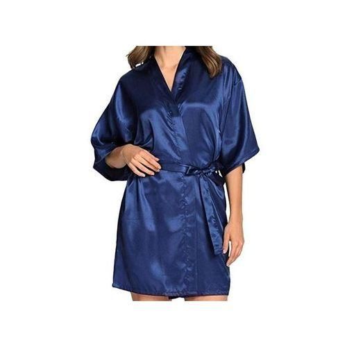 2 Piece Satin Bridal Robe Woman Nightgown Pyjamas - Royal Blue