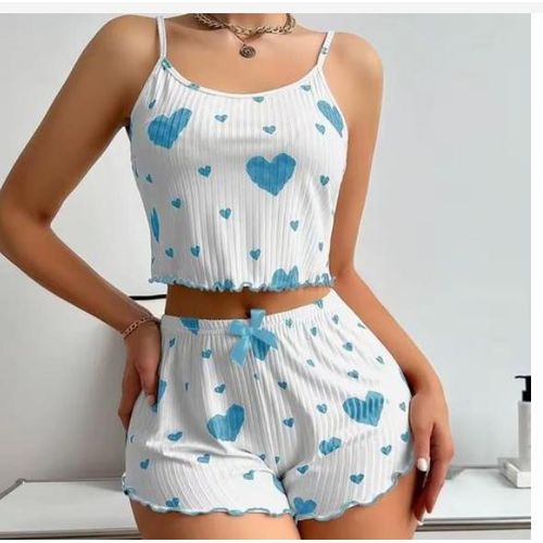 2 in 1 Sexy Ladies Sleep Wear - Blue & White