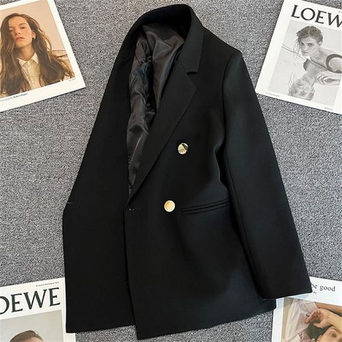 Women Suit Blazer Elegant Coat Luxury Double Breasted Jacket Solid Ladies Tops Clothes