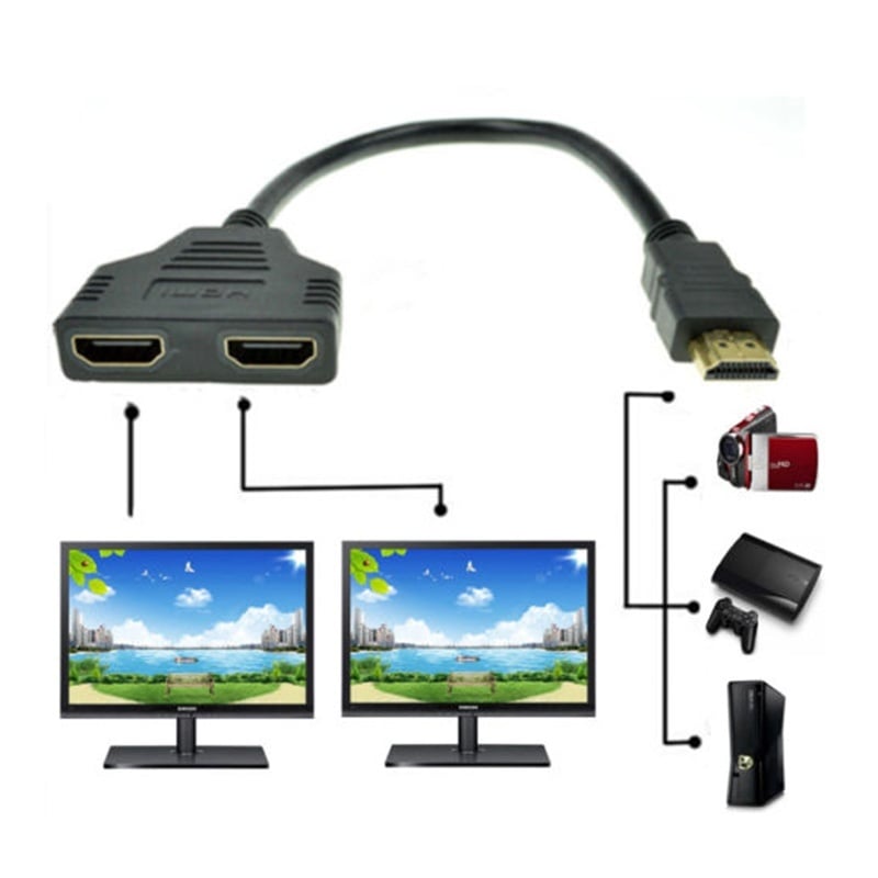 1080P HDMI Port Male to 2 Female 1 In 2 Out Splitter Cable Adapter Converter