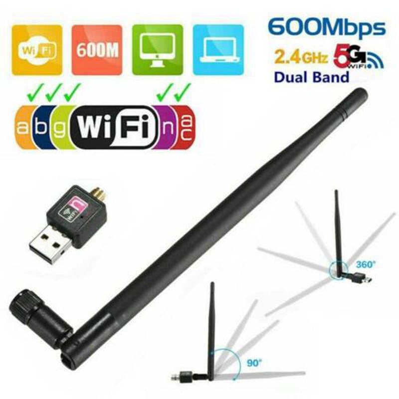 1200Mbps Wireless USB Wifi Adapter Dongle Dual Band 2.4G/5GHz w/Antenna 802.11AC
